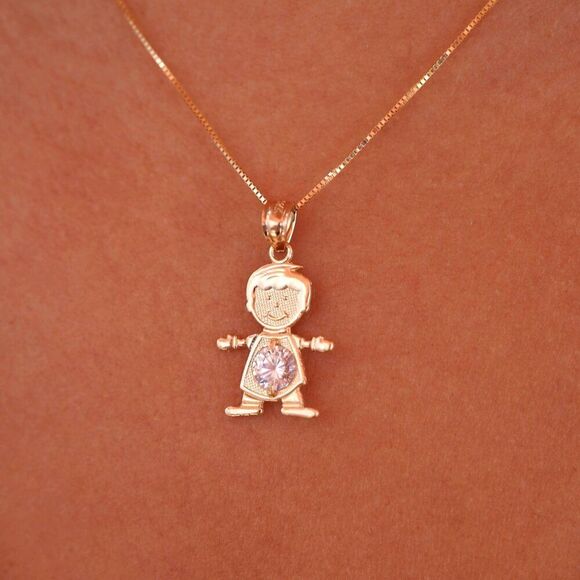 14KβSolid Gold April Birthstone Boy Charm Pendant 0.8g - Picture 4 of 4